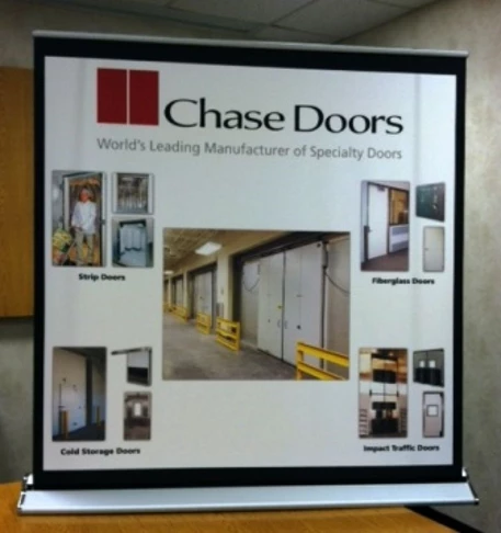 Helping you present yourself and your business in the best possible light.  (Table top banner by Signs Now Cincinnati for Chase Doors, Cincinnati, OH)