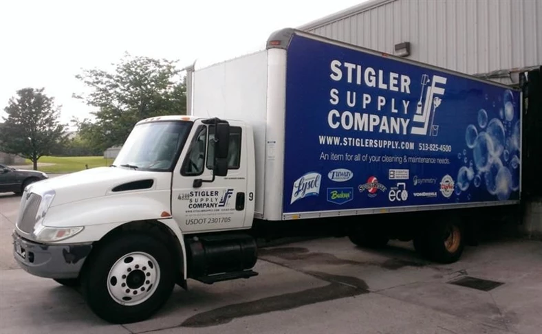 Let us lighten your load with custom wrap designs for all your fleet vehicles!  (Graphic design and digitally printed fleet vehicle wrap for Stigler Supply Company, Cincinnati, OH)