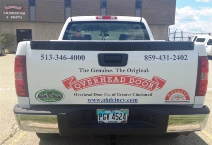 Tap into the marketing power of your business vehicles! (Tailgate Wrap by Signs by Signs Now Cincinnati for Overhead Door, Hamilton, OH)