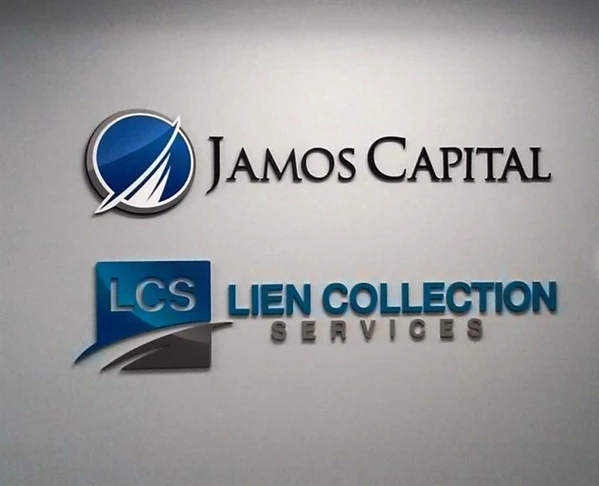Double the impact with dimensional signs!  (Dimensional signs by Signs Now Cincinnati for Jamos Capital, Cincinnati, OH)